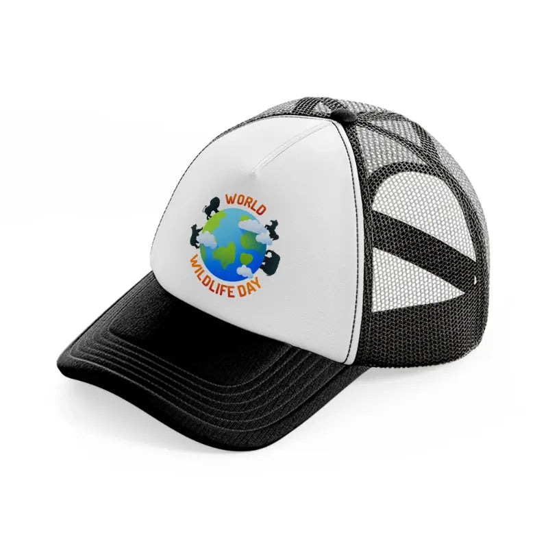 world-wildlife-day (1)-black-and-white-trucker-hat