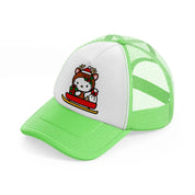 hello kitty raindeer lime green trucker hat