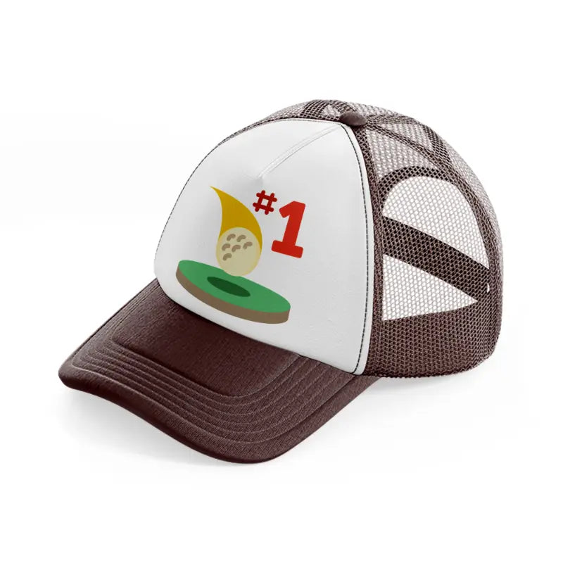 hole in one-brown-trucker-hat