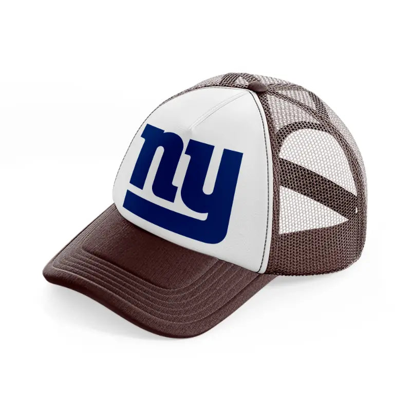ny emblem-brown-trucker-hat