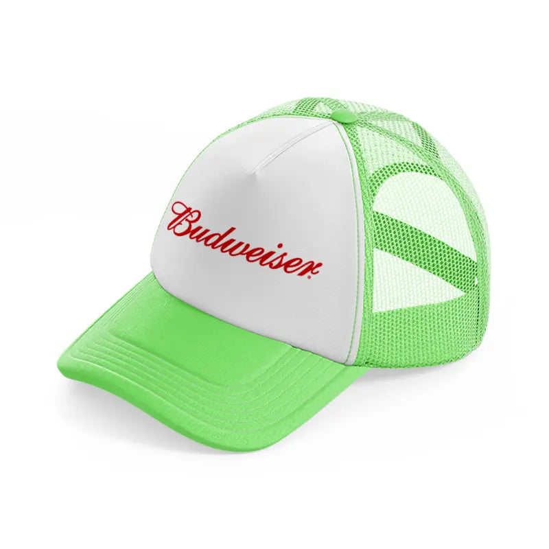 budweiser font-lime-green-trucker-hat