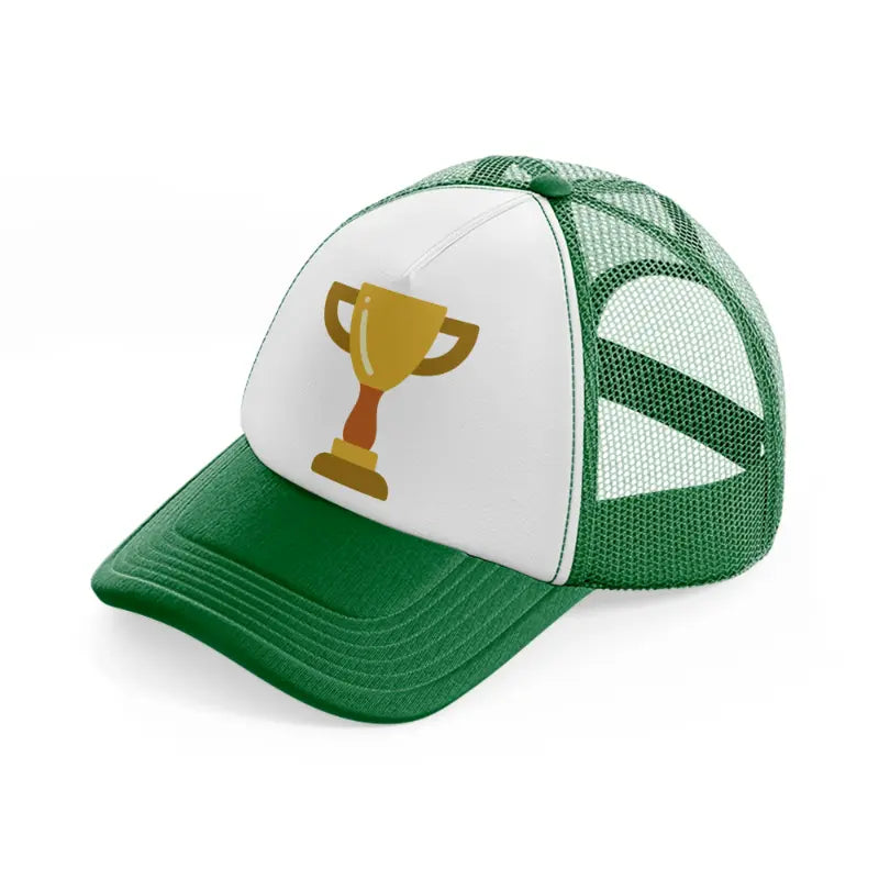 gold trophy-green-and-white-trucker-hat