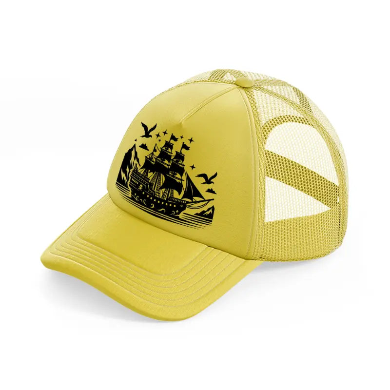 ship & birds gold trucker hat