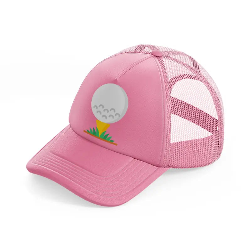 golf ball in grass-pink-trucker-hat