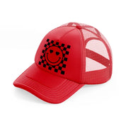 love happy face-red-trucker-hat