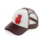 baseball fingers-brown-trucker-hat