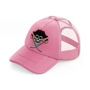 pirates skull mascot swords pink trucker hat