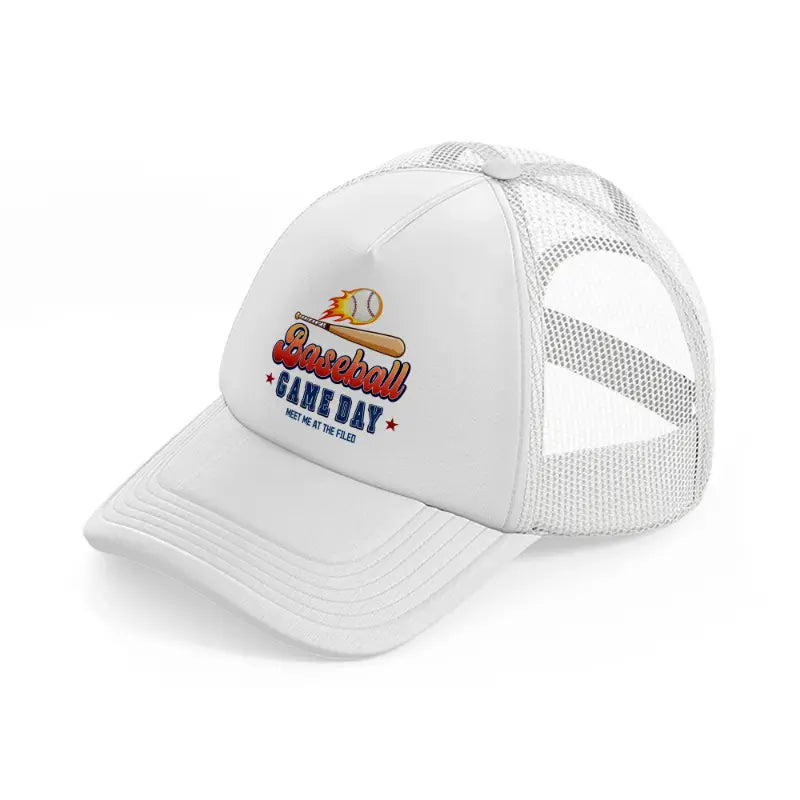 baseball game day-white-trucker-hat