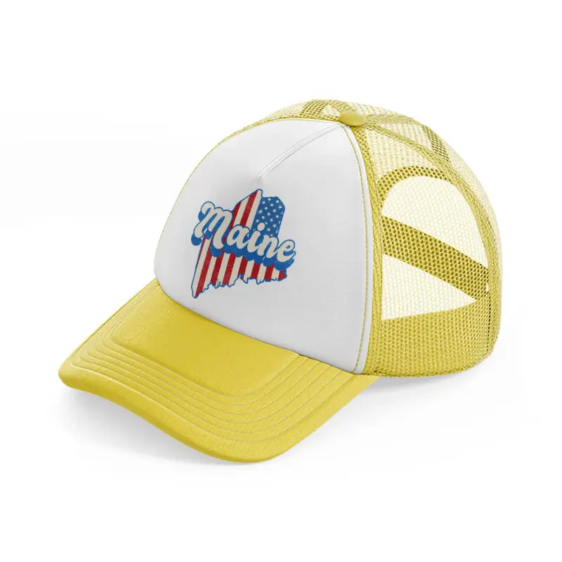 maine flag-yellow-trucker-hat