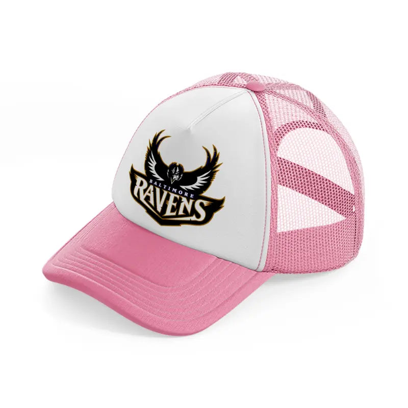 baltimore ravens black and yellow-pink-and-white-trucker-hat