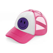 happy face purple-neon-pink-trucker-hat