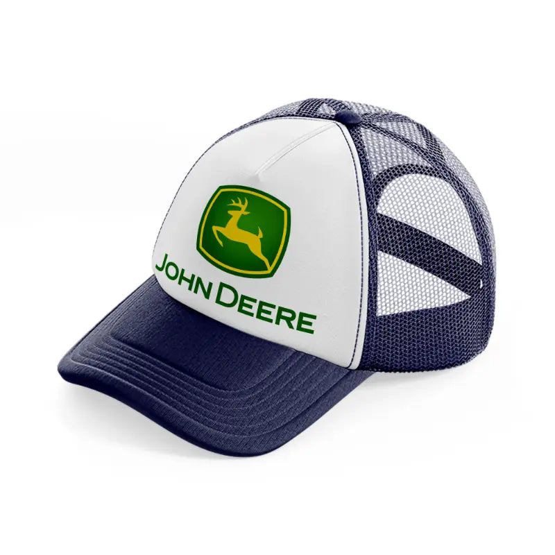 john deere green-navy-blue-and-white-trucker-hat