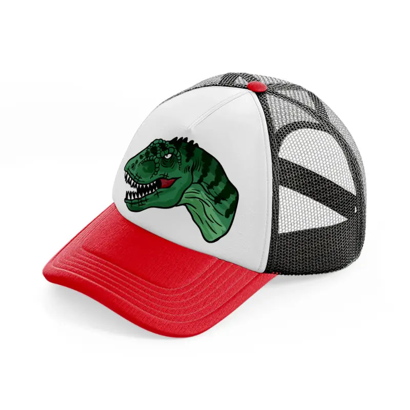 tyrannosaurus rex red and black trucker hat