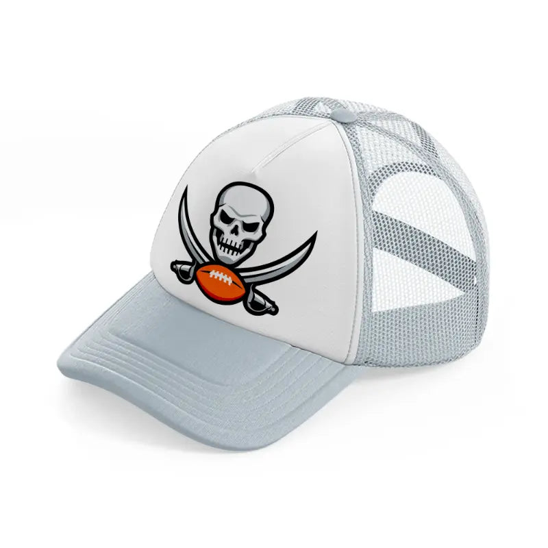 skull football-grey-trucker-hat