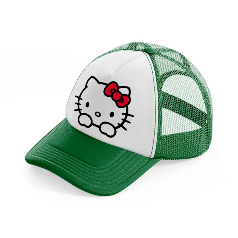 hello kitty basic green and white trucker hat