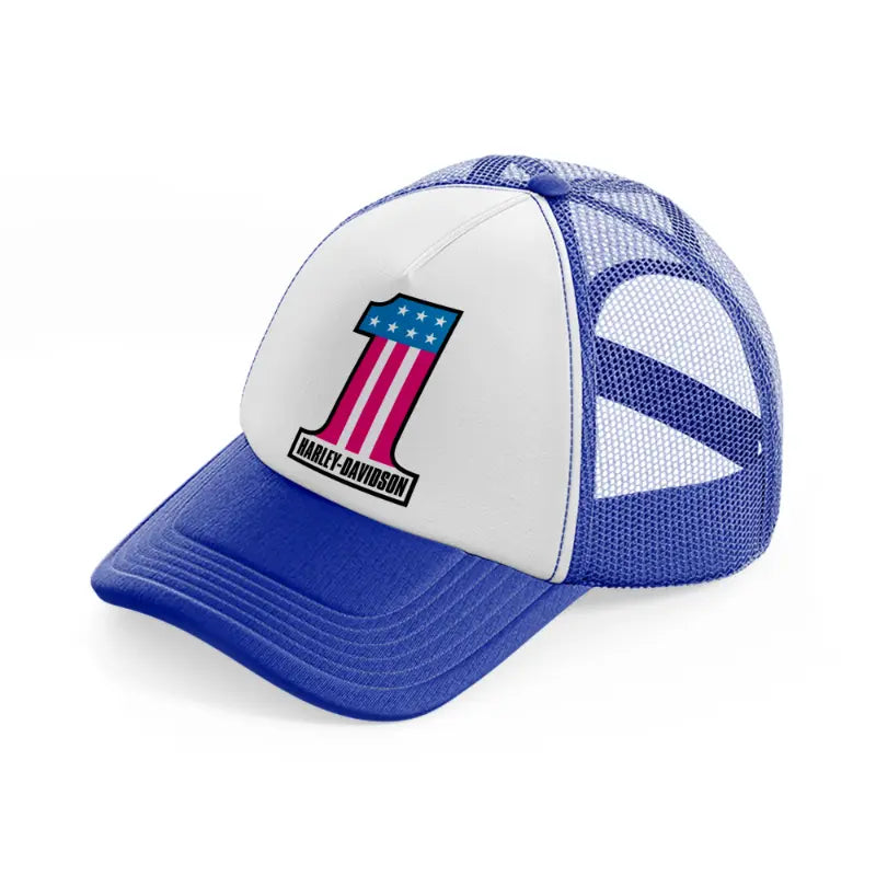 1 harley-davidson-blue-and-white-trucker-hat
