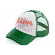 master baiter green and white trucker hat