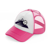 colorado rockies emblem-neon-pink-trucker-hat