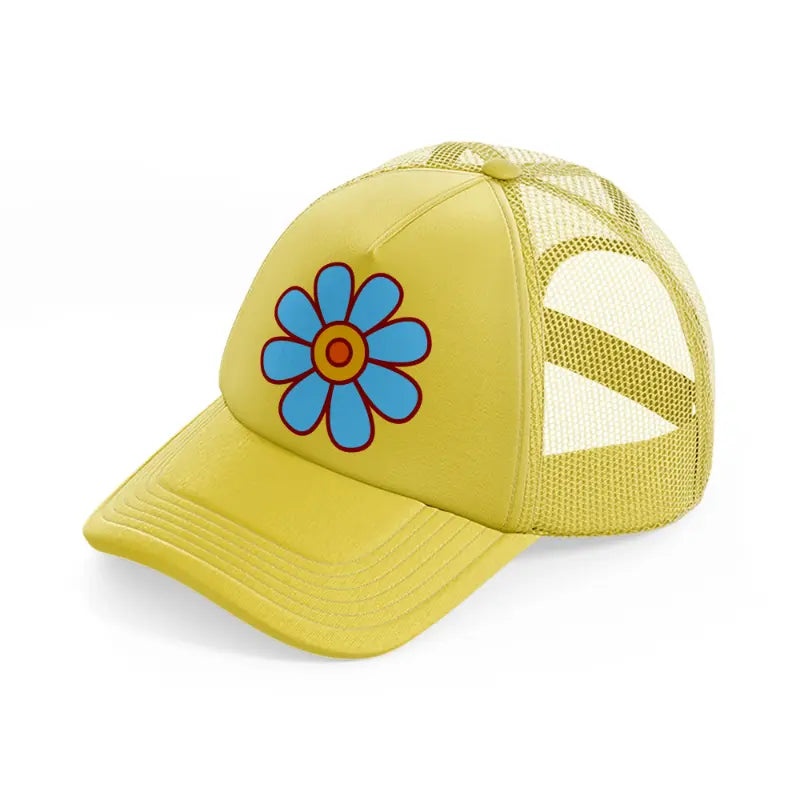 pngretroflower3 gold trucker hat