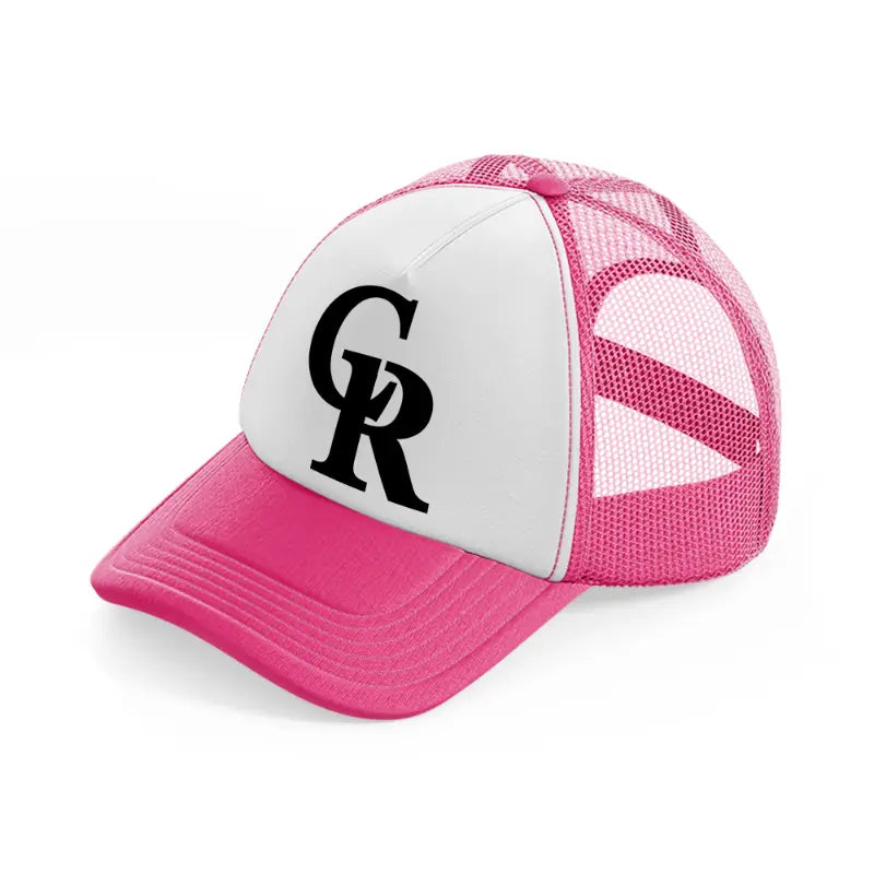 colorado rockies black and white neon pink trucker hat