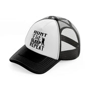 hunt eat sleep repeat-black-and-white-trucker-hat