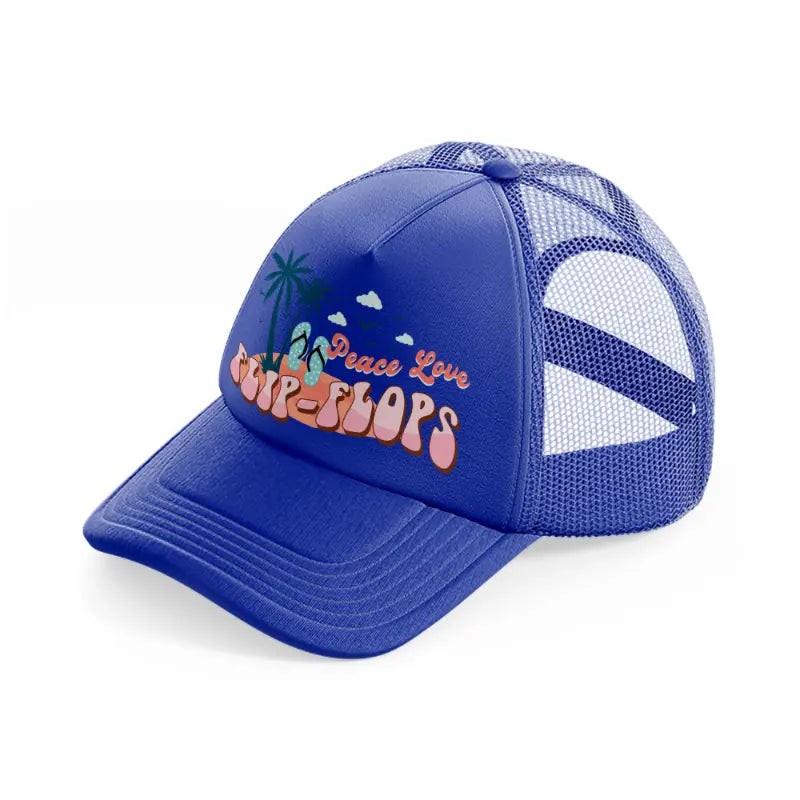 peace love flip flops blue trucker hat