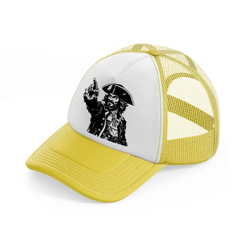 pirate finger pointing-yellow-trucker-hat