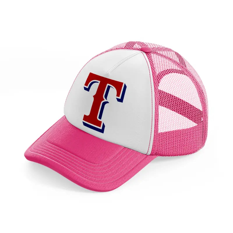 texas rangers emblem neon pink trucker hat