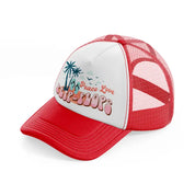 peace love flip flops-red-and-white-trucker-hat