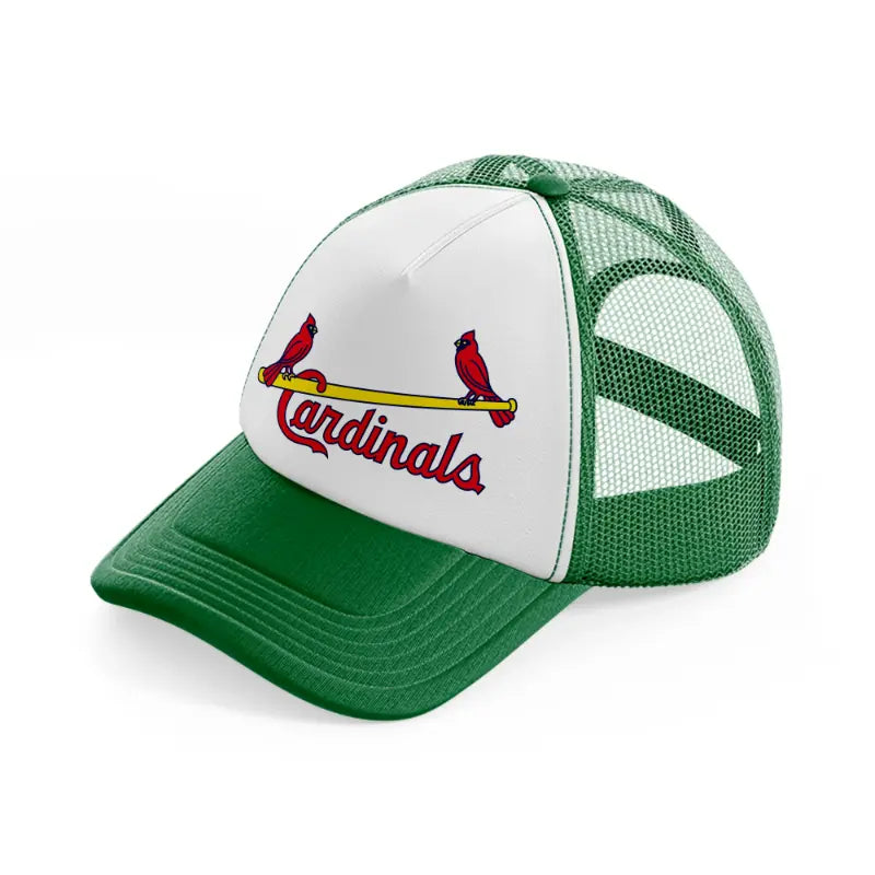 st louis cardinals vintage emblem-green-and-white-trucker-hat