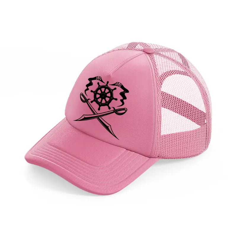 pirate sign pink trucker hat