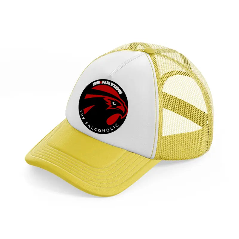 atlanta falcons the falcoholic-yellow-trucker-hat