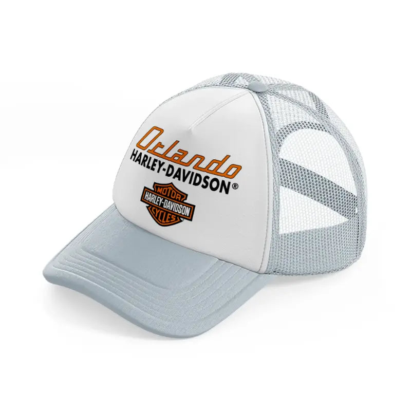 orlando harley-davidson motorcycles orange-grey-trucker-hat