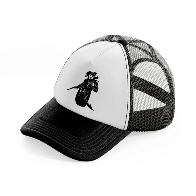 pirate piping-black-and-white-trucker-hat