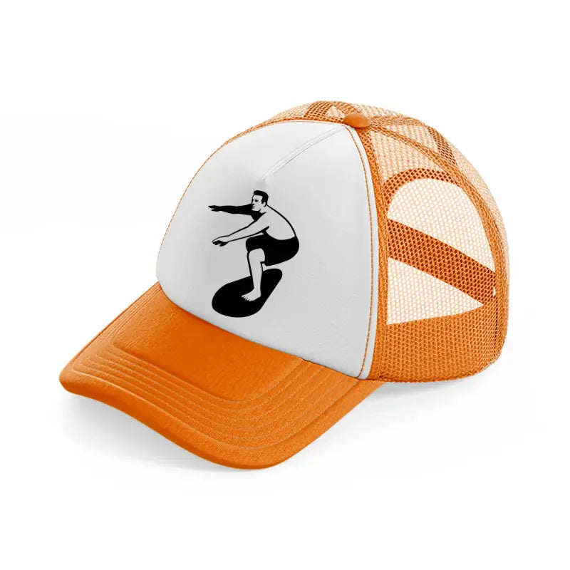 surfing surfer-orange-trucker-hat