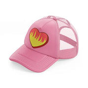 heart on fire pink trucker hat