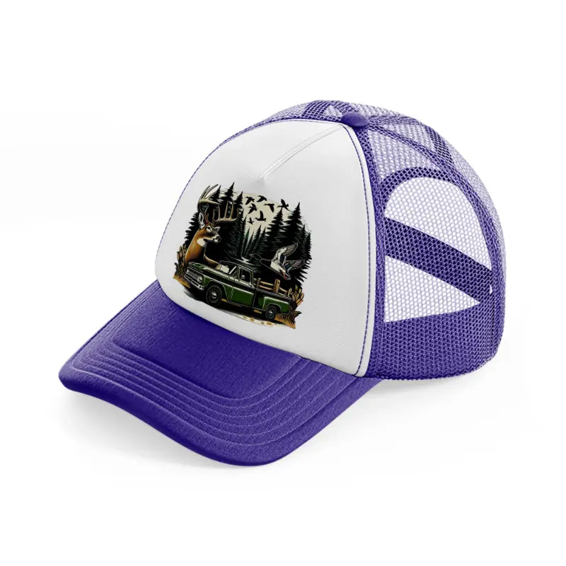 deer car wild purple trucker hat