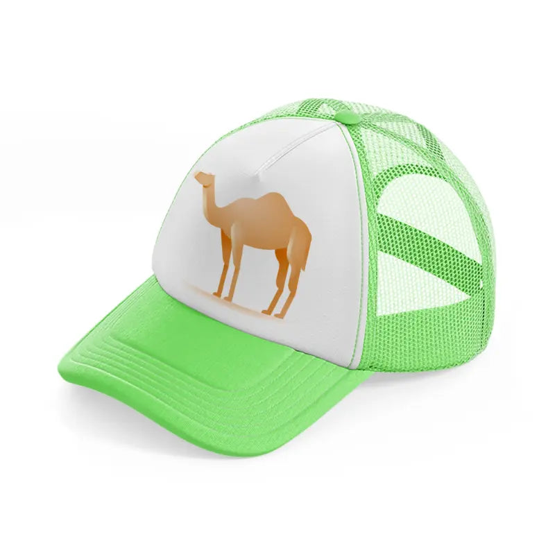 036 camel lime green trucker hat