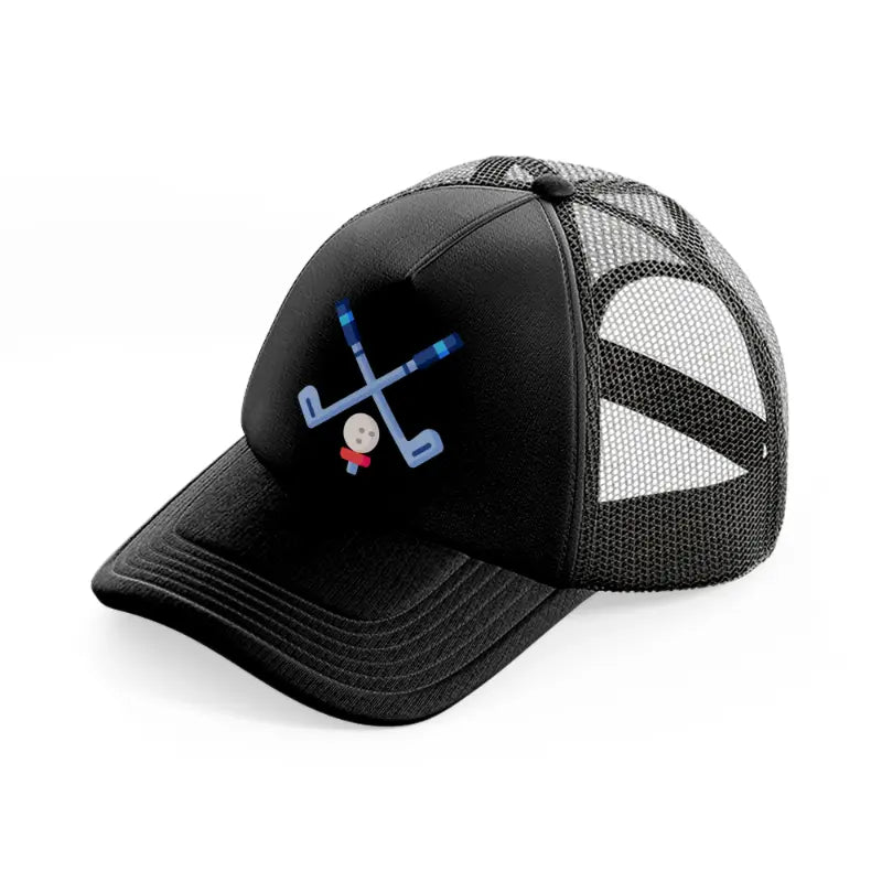 golf sticks with ball-black-trucker-hat