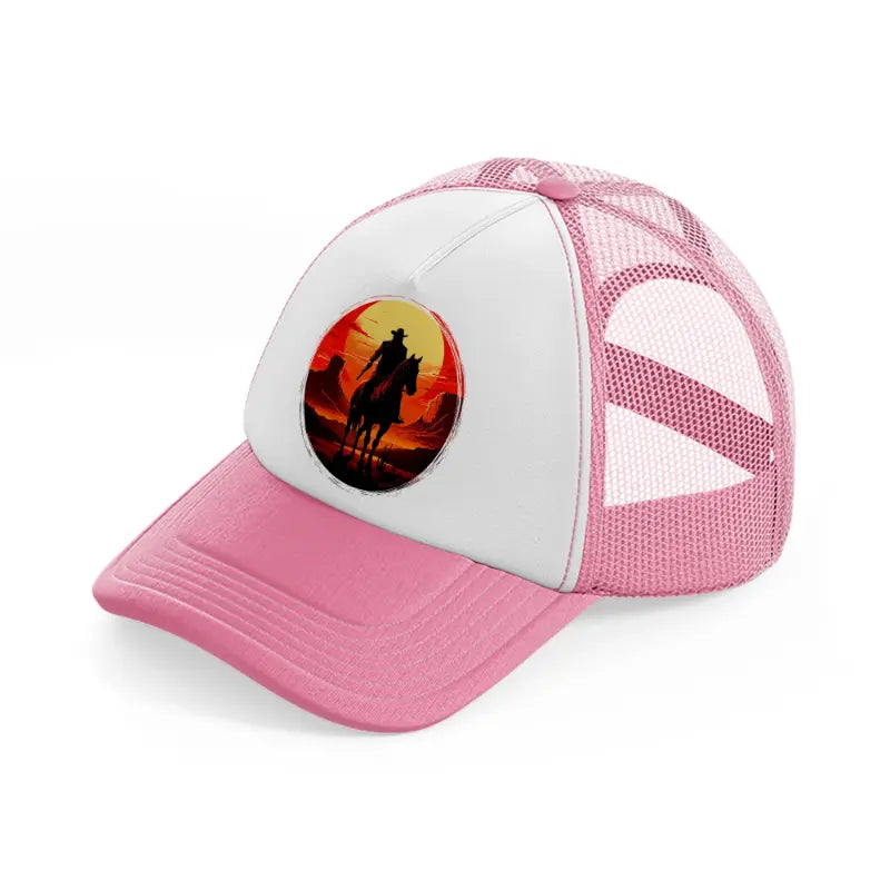 cowboy picture-pink-and-white-trucker-hat