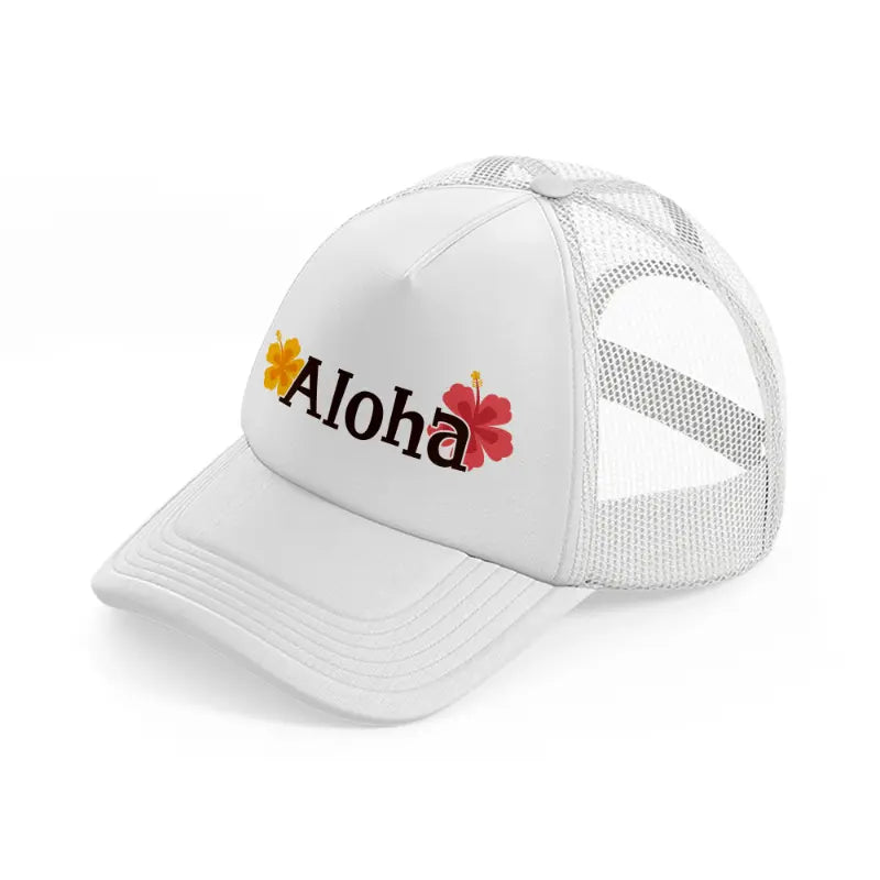 aloha floral white trucker hat