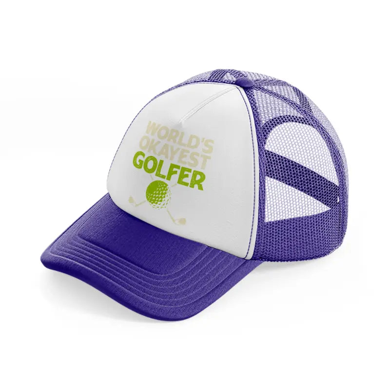 world's okayest golfer-purple-trucker-hat