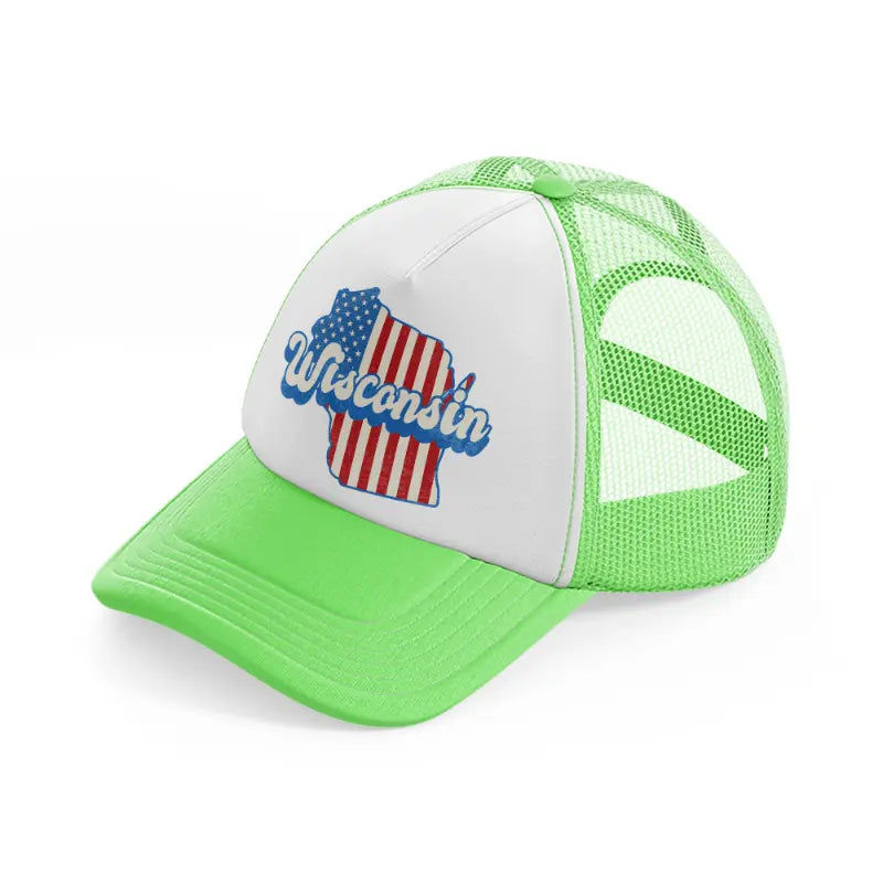 wisconsin flag lime green trucker hat