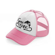gone fishing hooks-pink-and-white-trucker-hat