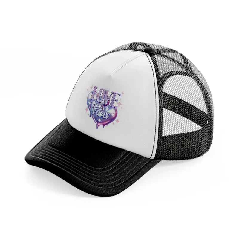 love vibes-black-and-white-trucker-hat