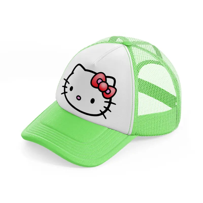 hello kitty emoji-lime-green-trucker-hat