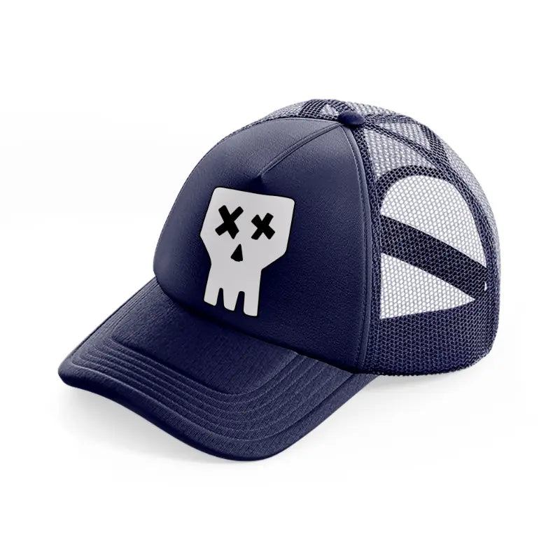 knock off skull-navy-blue-trucker-hat