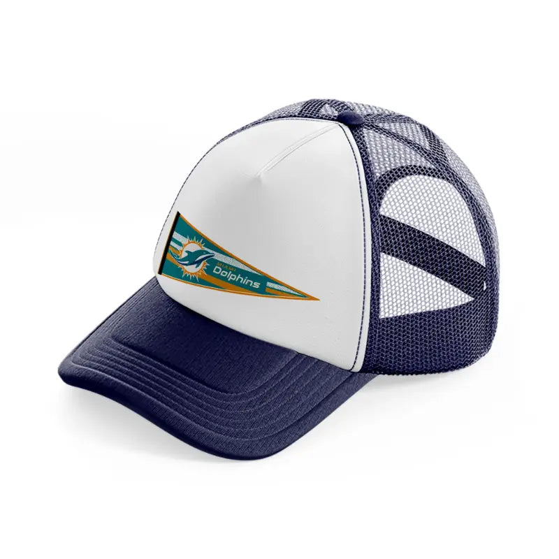 miami dolphins flag-navy-blue-and-white-trucker-hat