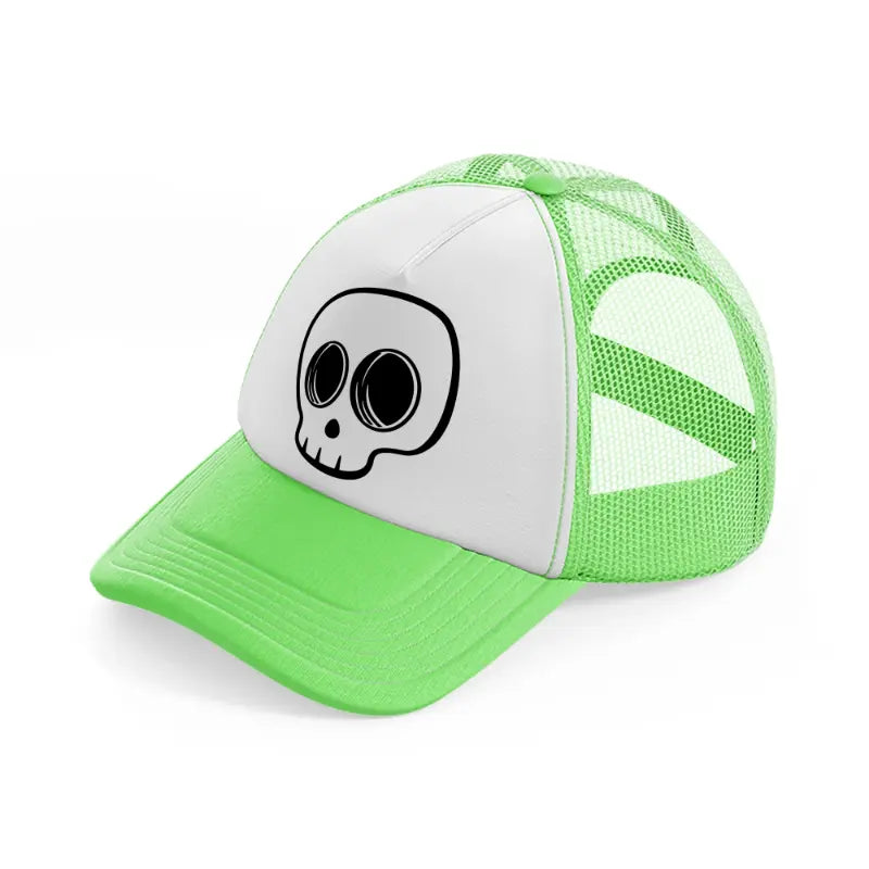 spooky skull-lime-green-trucker-hat