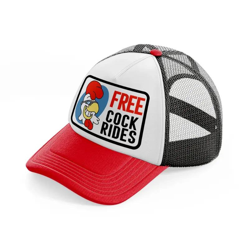 Free Cock Rides red-and-black Trucker Hat